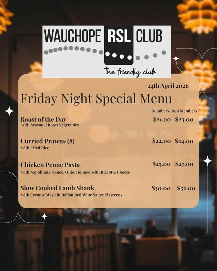 Featured image for “Friday Night Bistro Specials and Meat Raffles at Wauchope RSL”