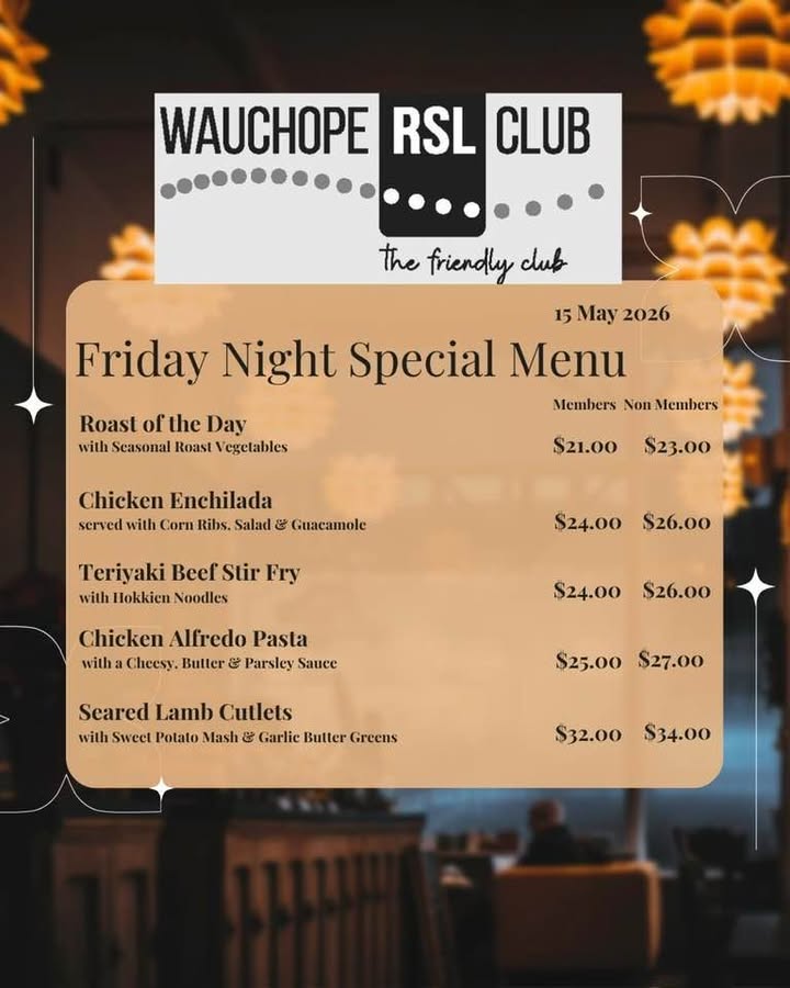 Featured image for “Friday Night Raffles and Bistro Specials at Wauchope RSL”