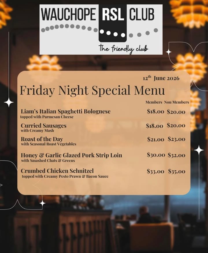 Featured image for “Friday Night Special Menu at Wauchope RSL Club”