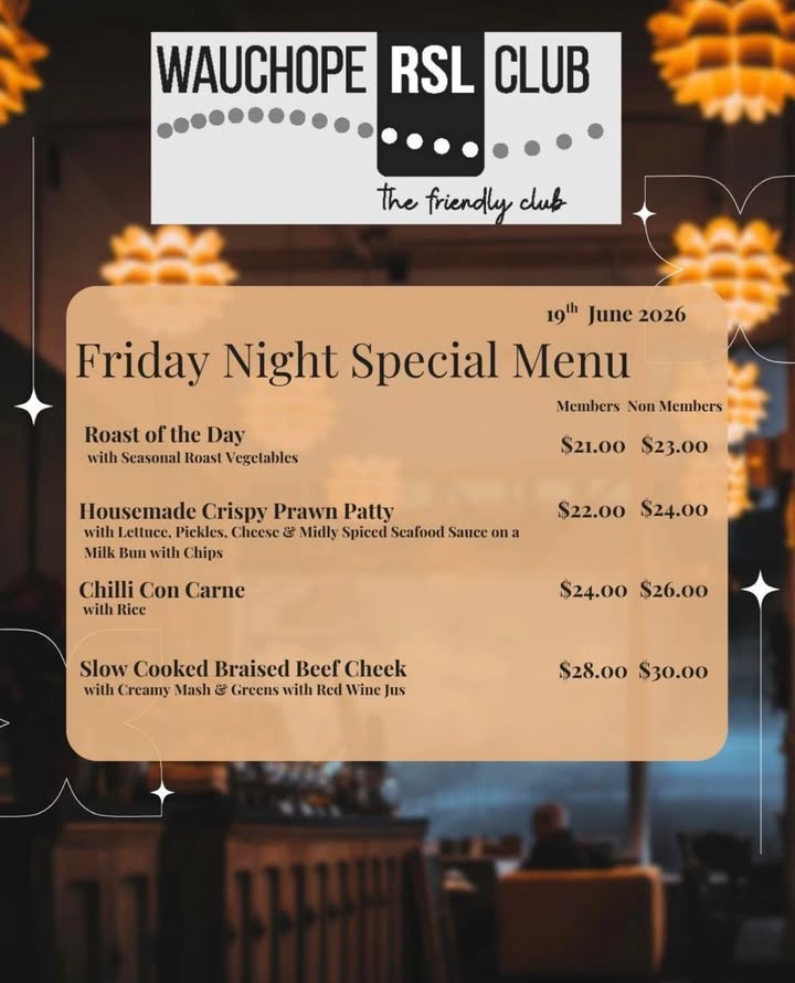 Featured image for “Friday Night Special Menu at Wauchope RSL Club”