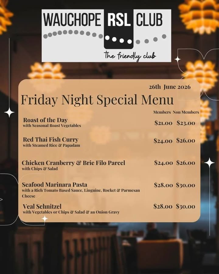Featured image for “Friday Night Bistro Specials and Meat Raffles at Wauchope RSL”