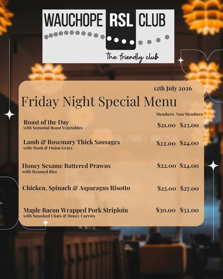 Featured image for “Friday Night Bistro Specials at Wauchope RSL”
