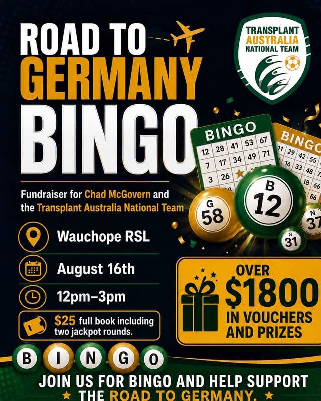 Featured image for “Road to Germany Bingo Fundraiser at Wauchope RSL”
