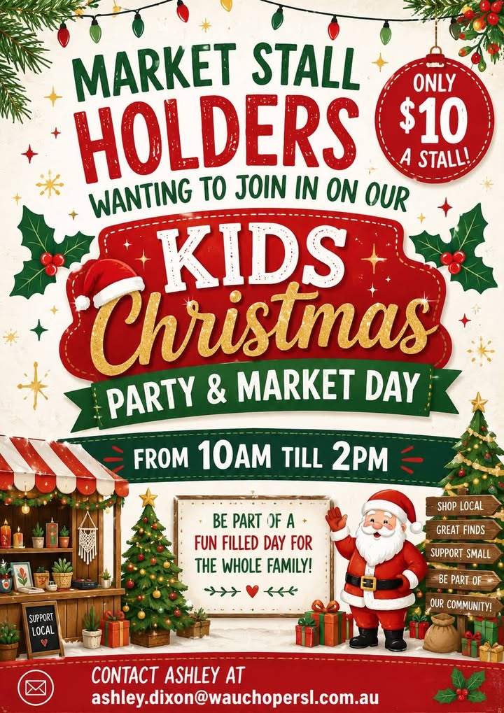 Featured image for “Market Stall Holders Wanted for Kids Christmas Party at Wauchope RSL”