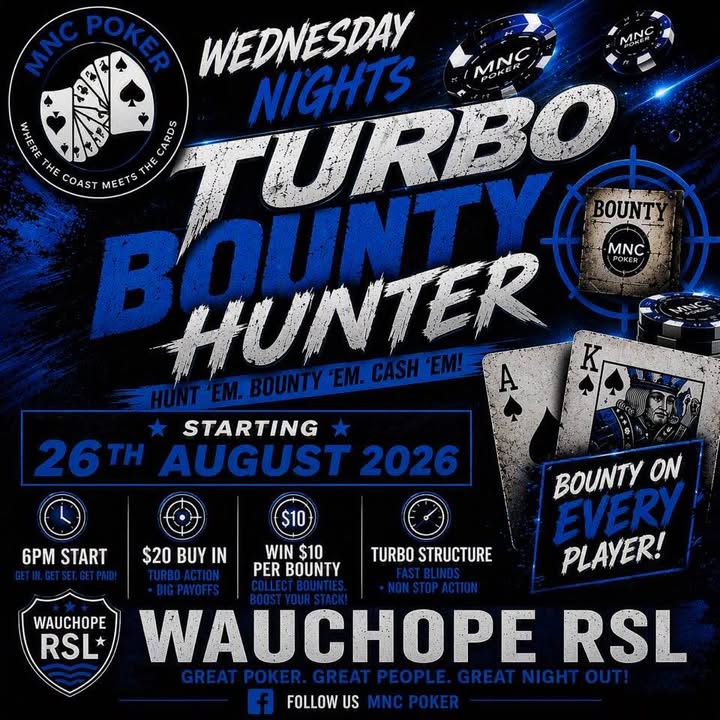 Featured image for “Turbo Bounty Hunter Poker Night at Wauchope RSL”