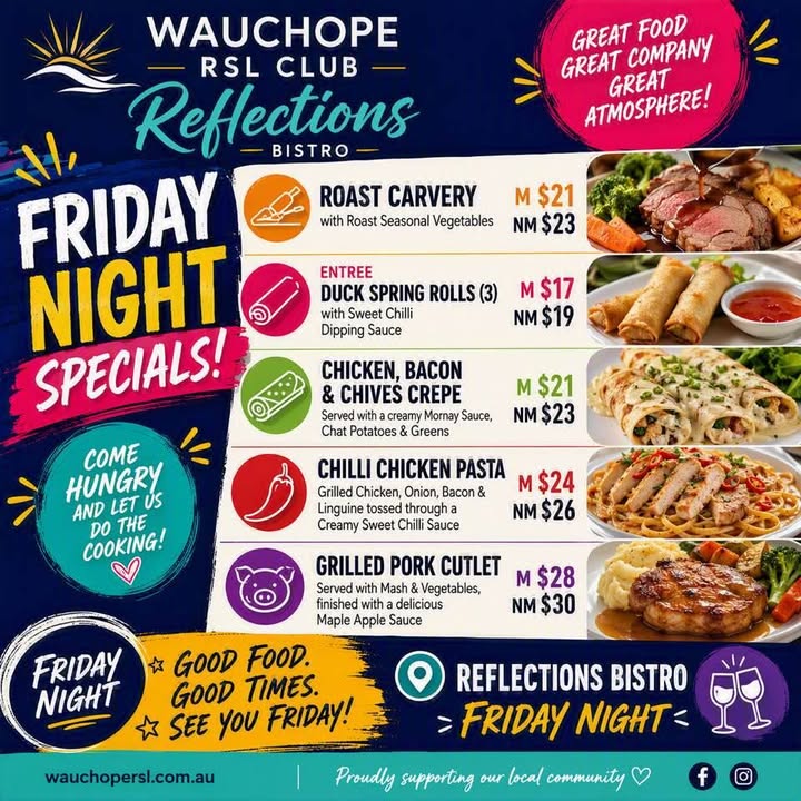 Featured image for “Friday Night Specials at Reflections Bistro Wauchope RSL”