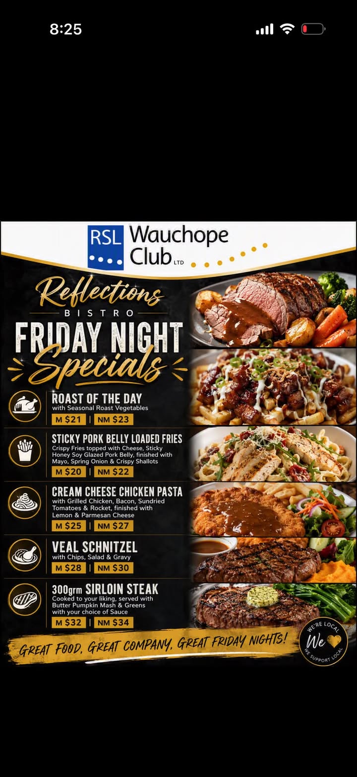 Featured image for “Friday Night Specials at Reflections Bistro, Wauchope RSL”