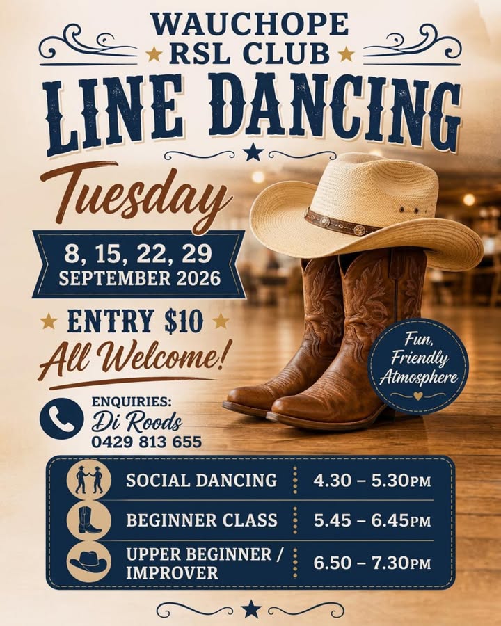 Featured image for “Tuesday Line Dancing Classes at Wauchope RSL Club”