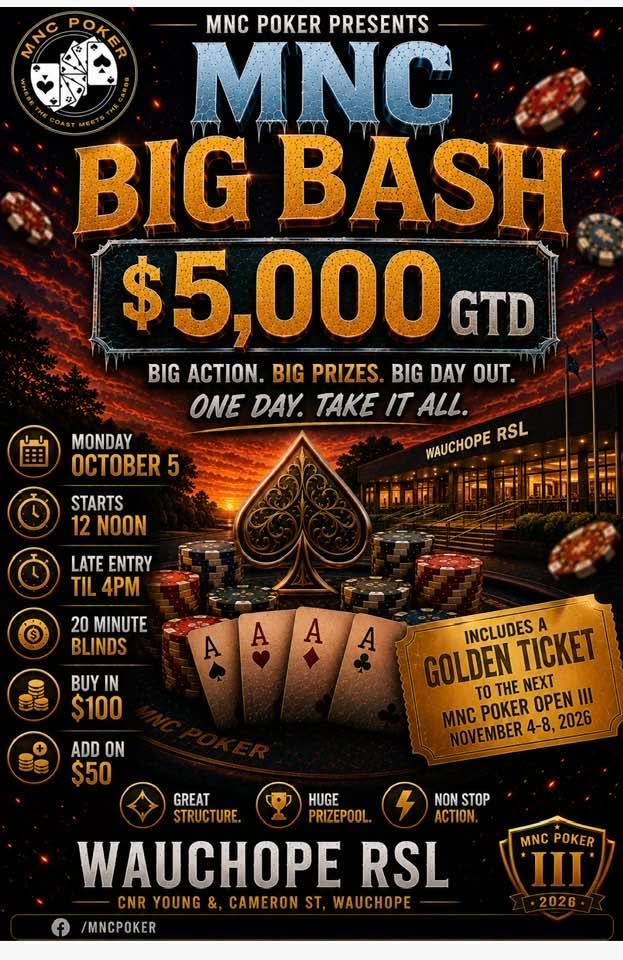 Featured image for “Monday Public Holiday Poker Tournament at Wauchope RSL”