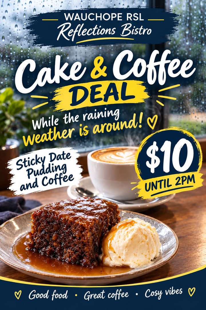 Featured image for “Sticky Date Pudding & Coffee Deal for $10 at Wauchope RSL”